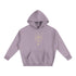 Purple hoodie with a gold emblem on a white background